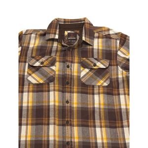 Prana Lybeck Flannel Shirt Men's M Multicolor Plaid Button Up Organic Cotton